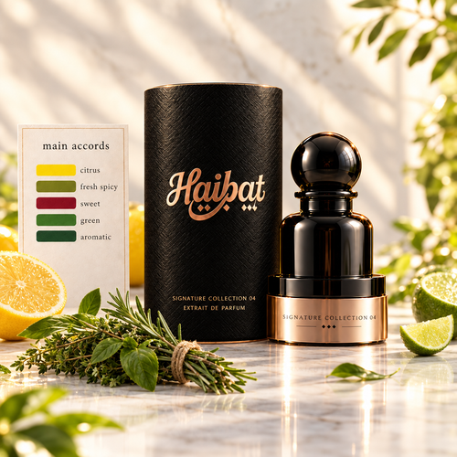 Haibat Signature Collection 04 Extrait de Parfum with main accords card